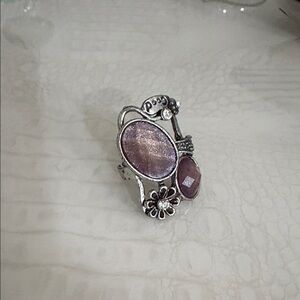 Elegant Silver and Purple Women's Ring